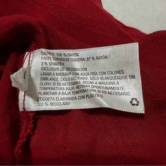 Knox Rose Embroidered V-neck Top Long Sleeves Boho Peasant Size Small Deep Red B - Picture 8 of 11